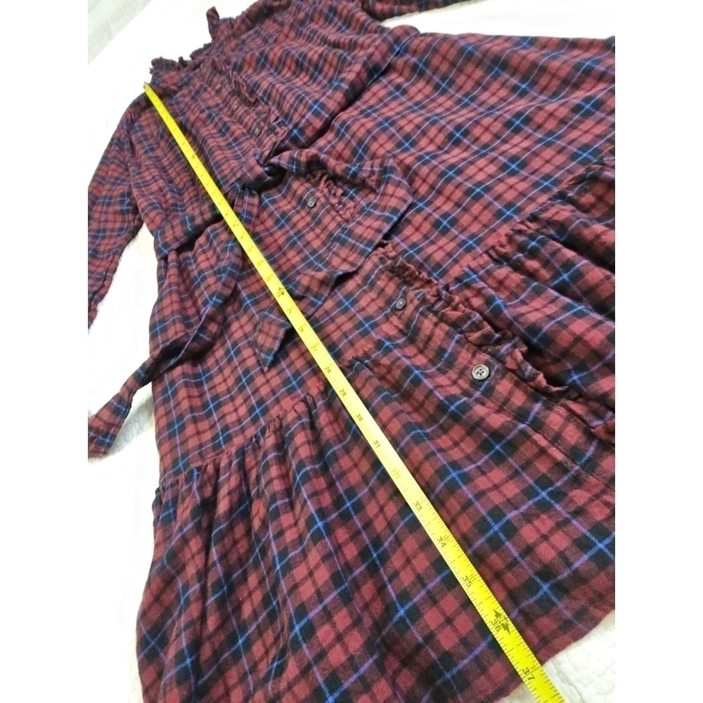 NWT GAP Plaid Tiered Mini Dress Purple Burgundy & Navy Blue Plaid Med. Tall - Picture 4 of 9